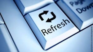 Refresh button on a data management keyboard for data governance.